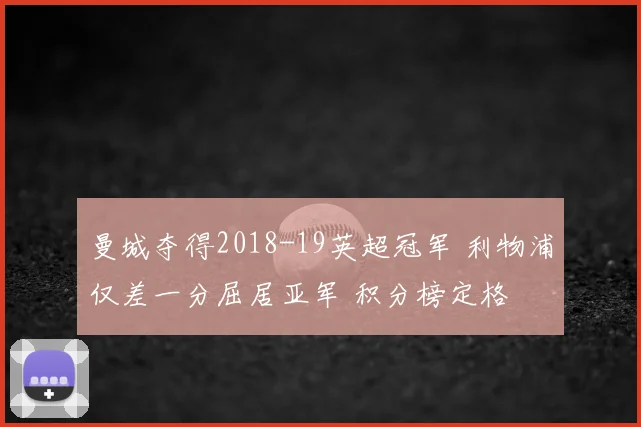 曼城夺得2018-19英超冠军 利物浦仅差一分屈居亚军 积分榜定格